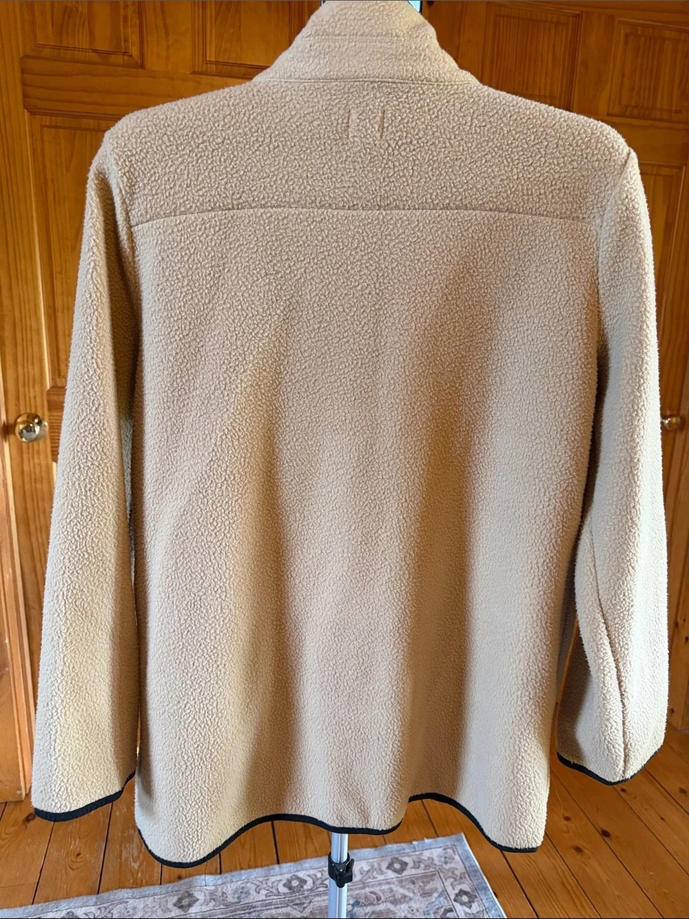 J. Crew Cream Teddy Fleece Jacket with Black Trim